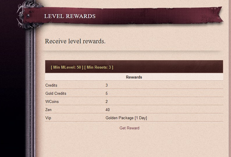 Level Rewards